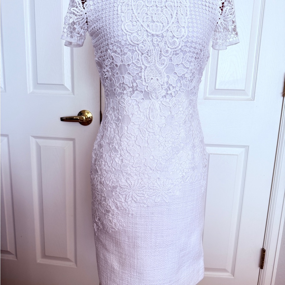 ANTONIO MELANI White Floral Lace Midi Dress